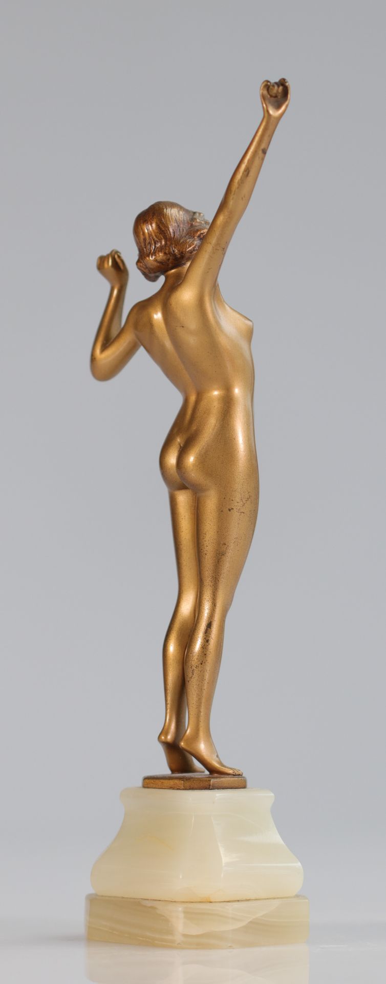 Hans Keck (1875-1941) pair of gilt bronze statues "young naked women 1900" - Bild 7 aus 11