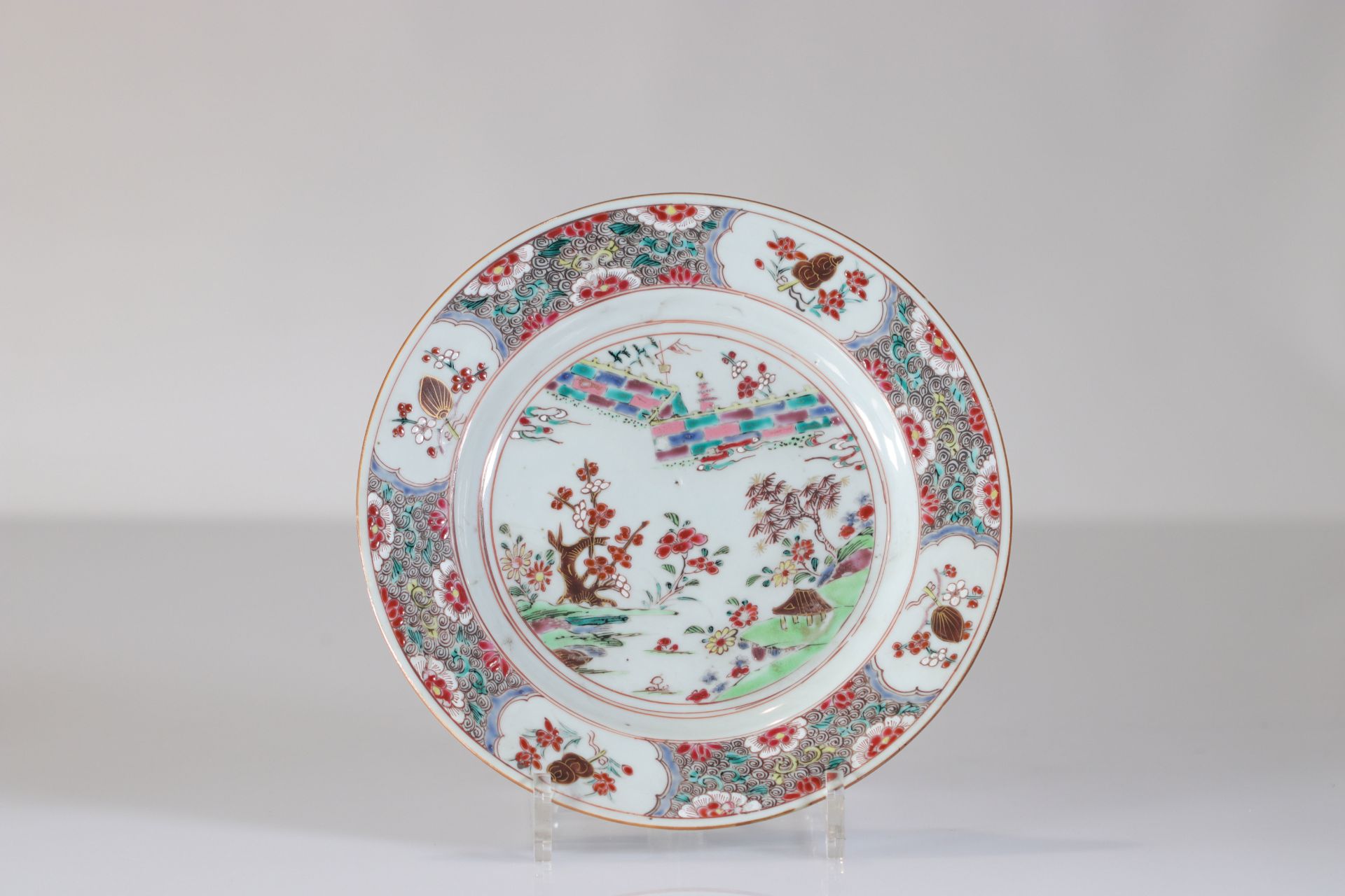 Series of 6 porcelain plates from the 18th century famille rose landscape decor - Bild 8 aus 13