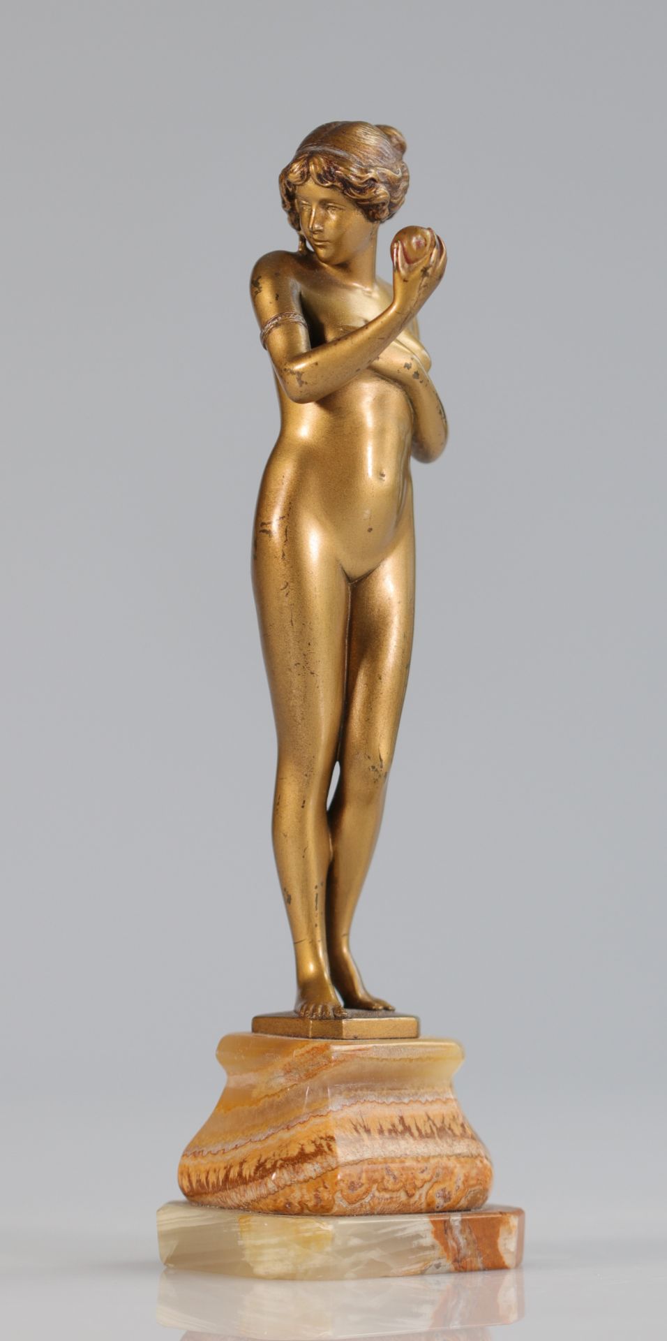 Hans Keck (1875-1941) pair of gilt bronze statues "young naked women 1900" - Bild 2 aus 11