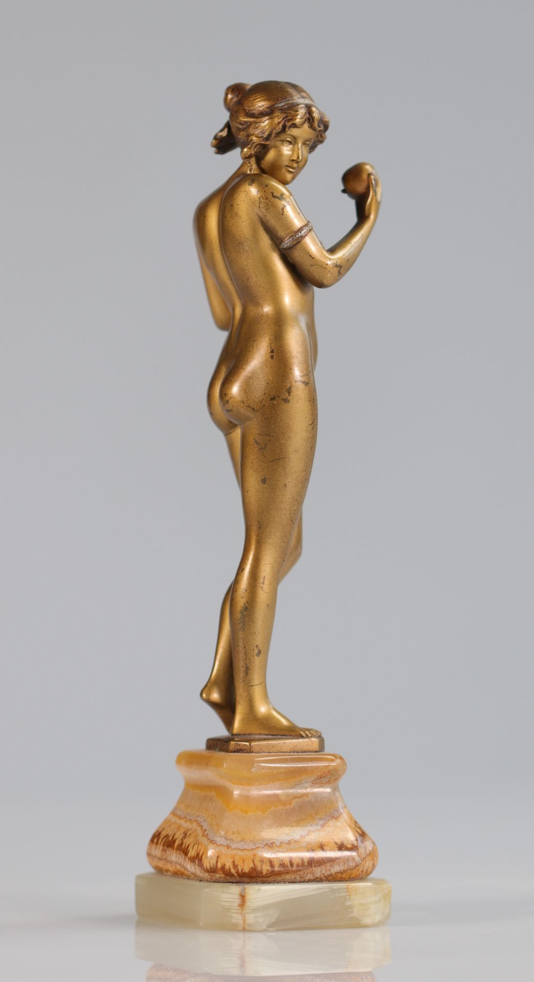 Hans Keck (1875-1941) pair of gilt bronze statues "young naked women 1900" - Bild 3 aus 11