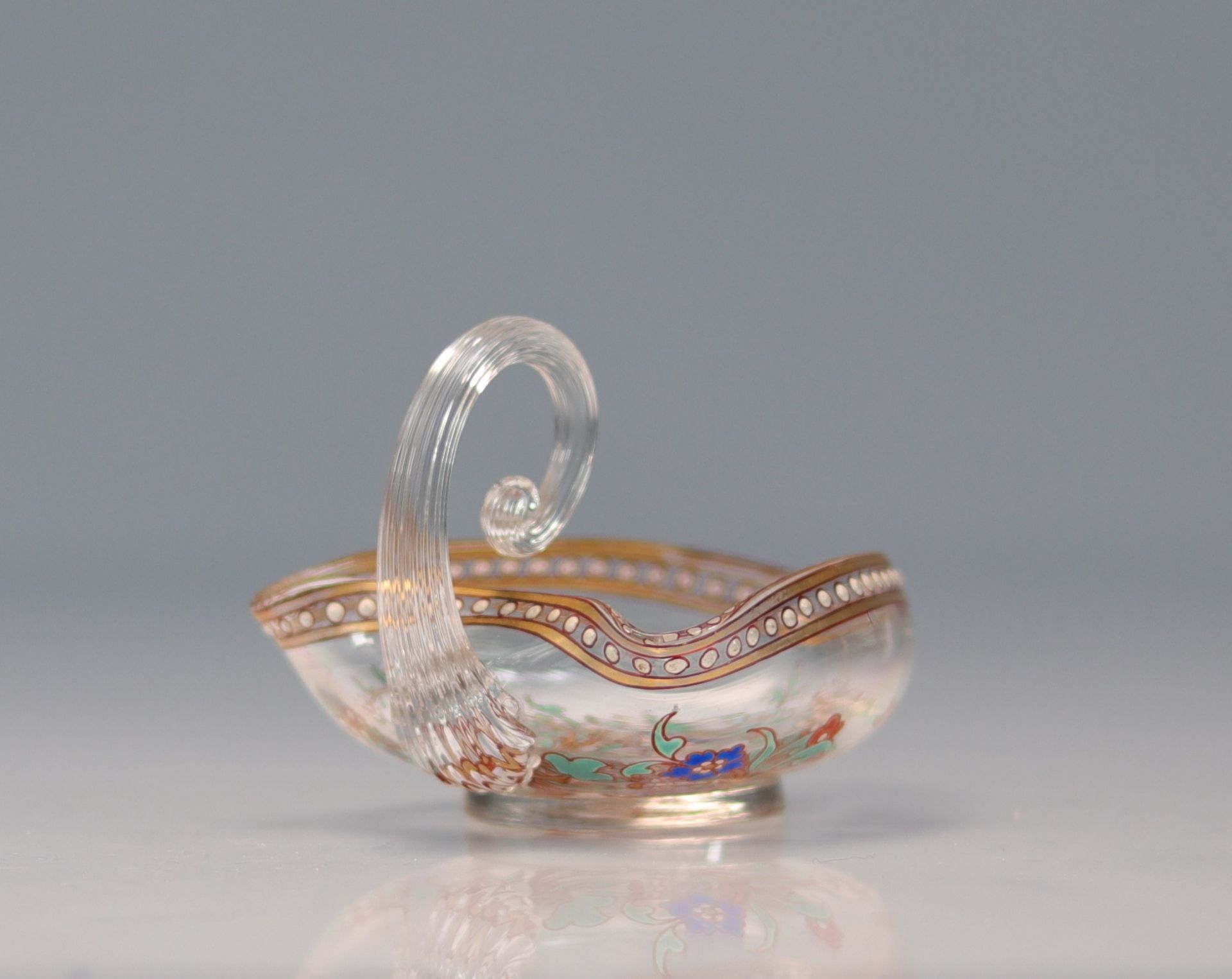 Emile Galle enamelled heart-shaped crystal bowl - Bild 2 aus 6