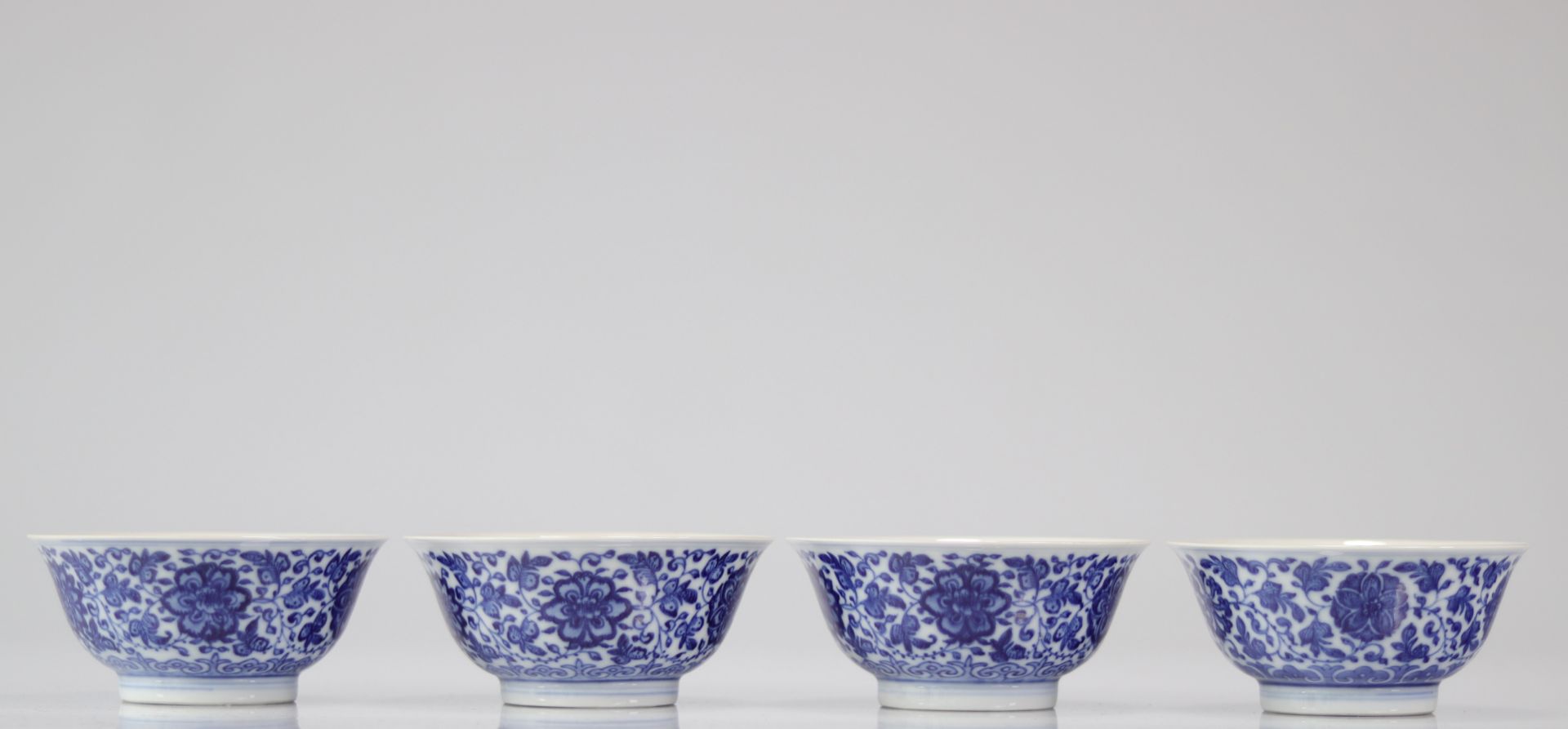 Set of 4 blue white porcelain bowls mark under the piece - Image 2 of 4