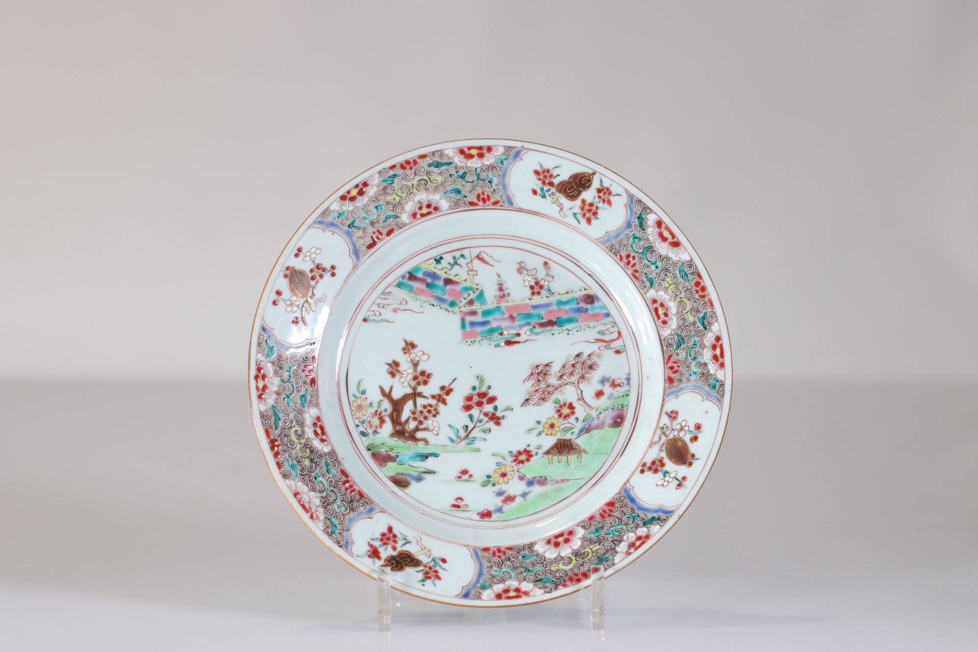 Series of 6 porcelain plates from the 18th century famille rose landscape decor - Bild 4 aus 13