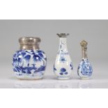 China set of 3 porcelain white blue