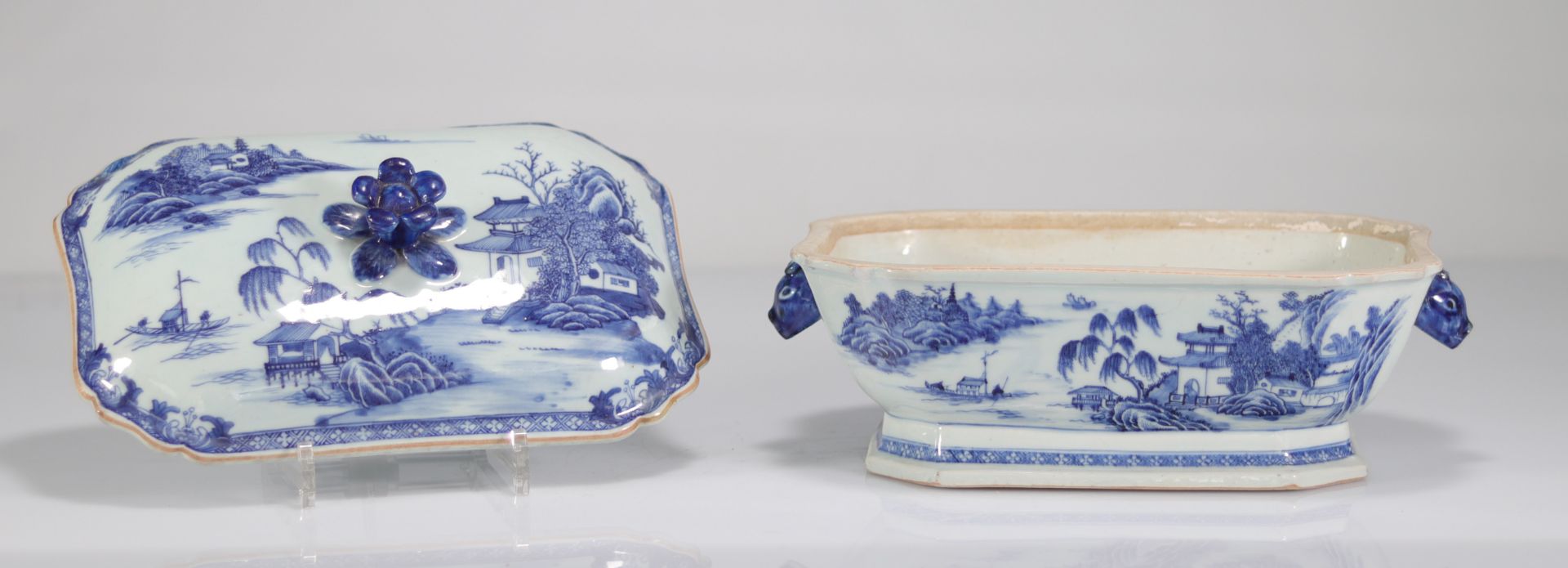China vegetable dish and blue white tray 18th - Image 4 of 4