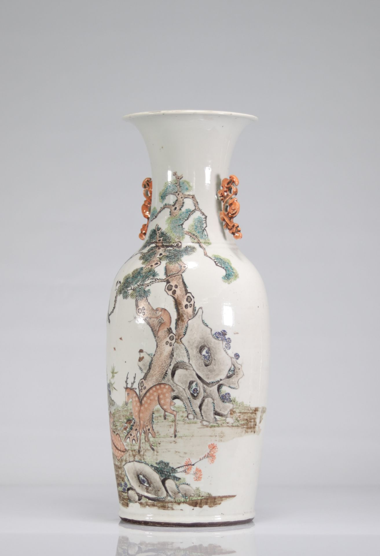 Chinese porcelain vase decorated with suede. Artist vase. - Image 3 of 5