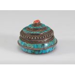 Small box in turquoise silver and Tibetan coral