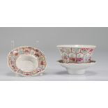 Bowl and under bowl Chinese porcelain with floral decoration Mark under the piece.