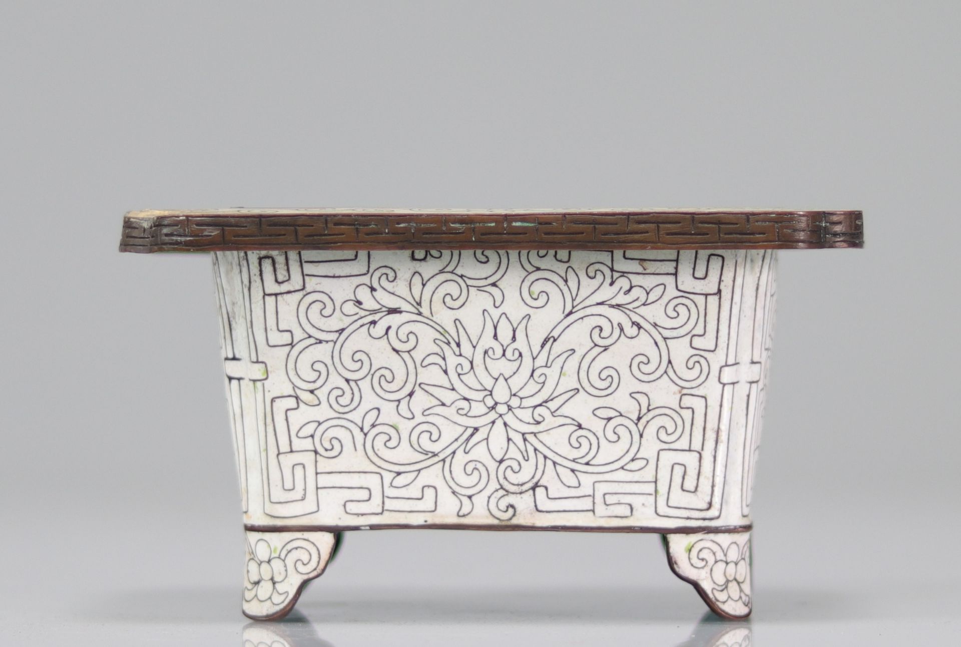White Cloisonne Chinese Planter. Qing period