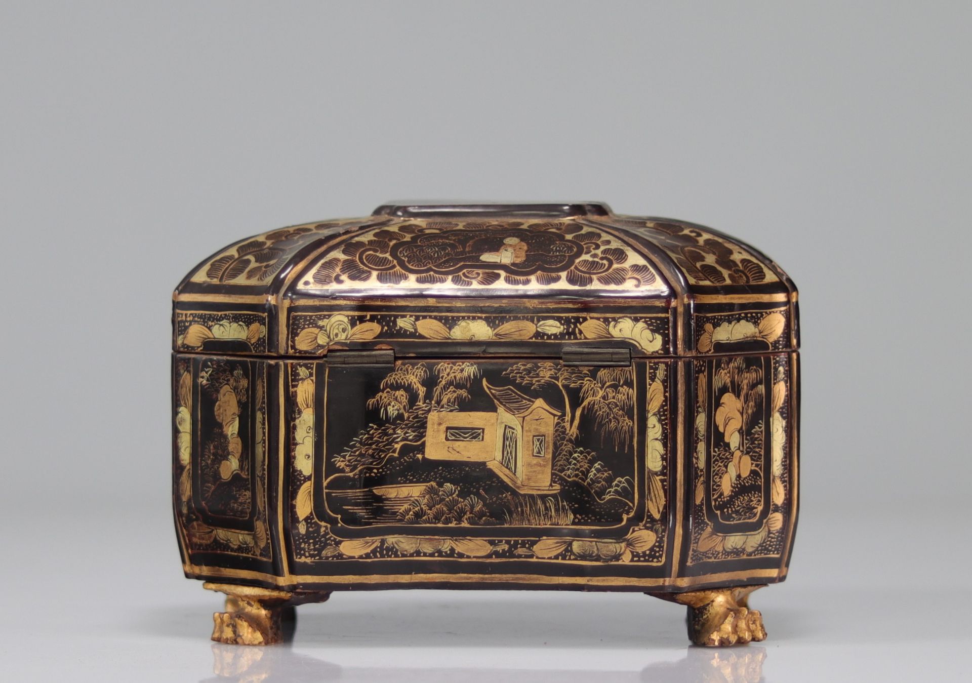 Canton lacquer tea caddy