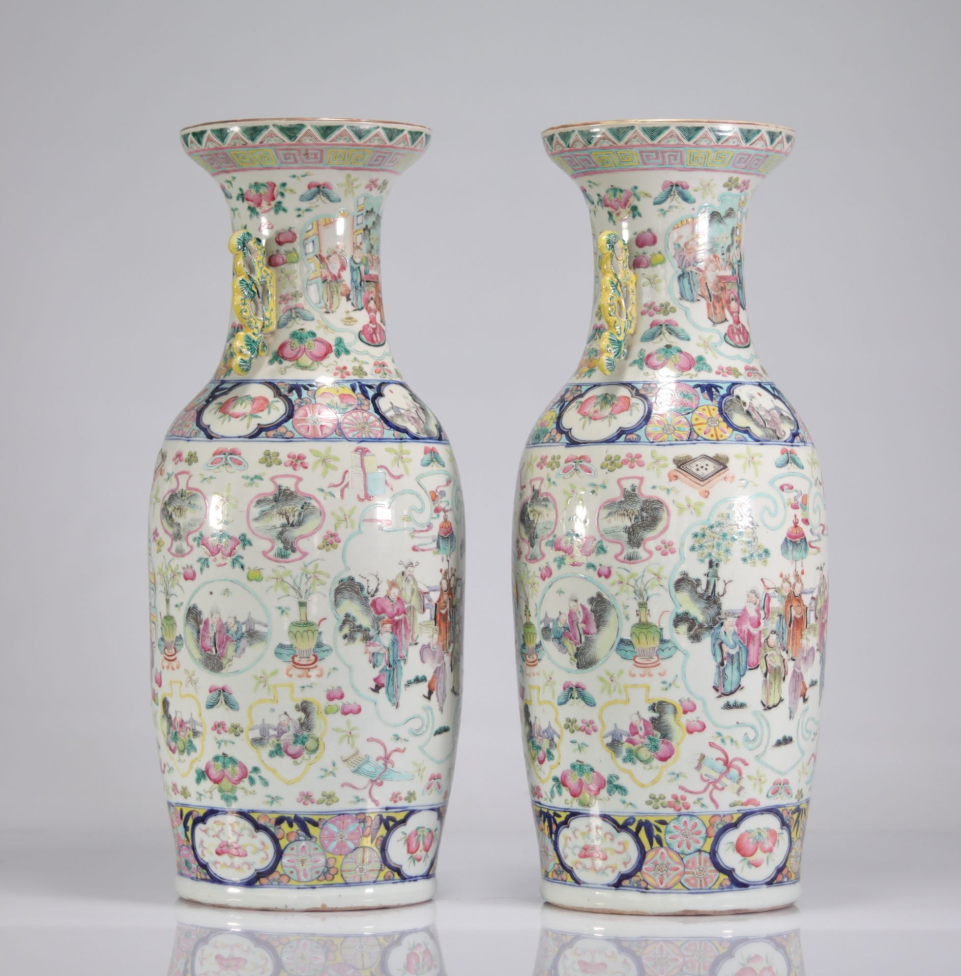 Pair of 19th century Rose family vases - Image 3 of 6