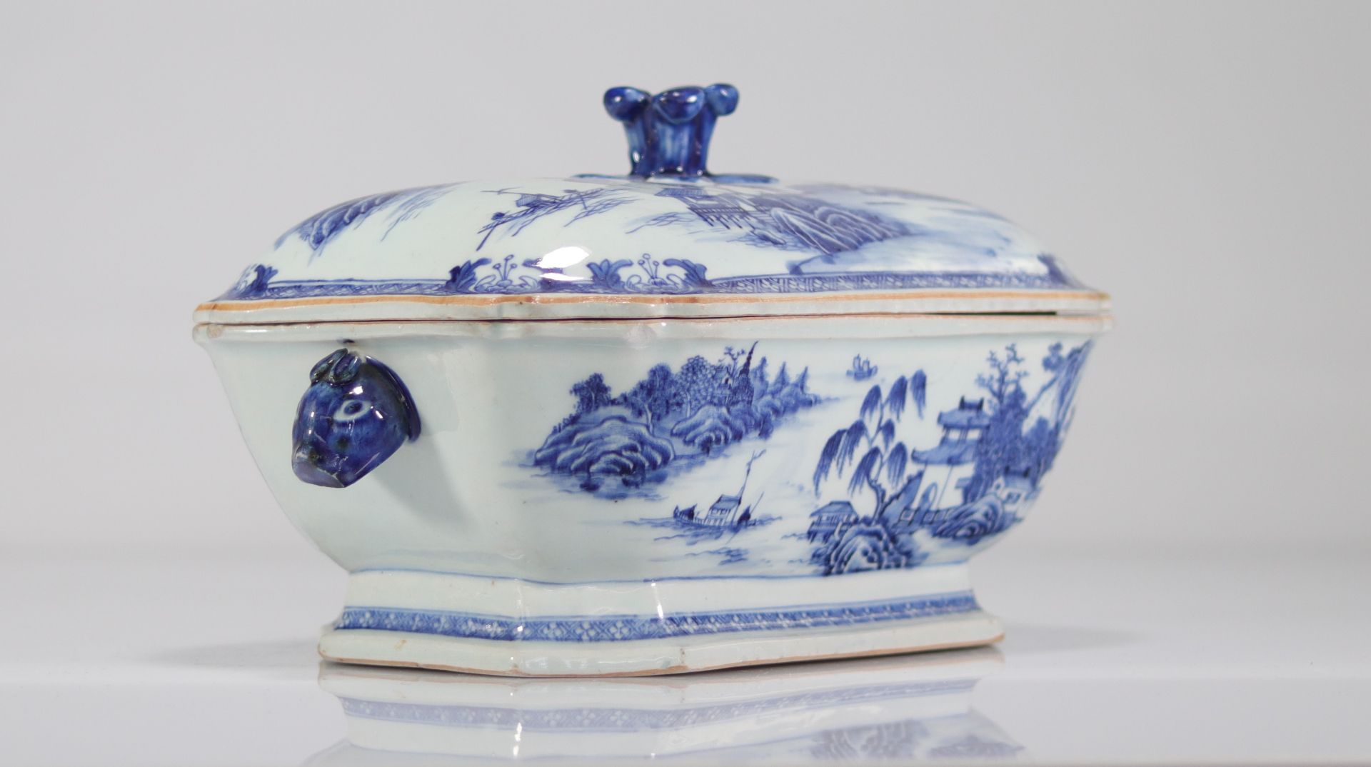 China vegetable dish and blue white tray 18th - Image 3 of 4