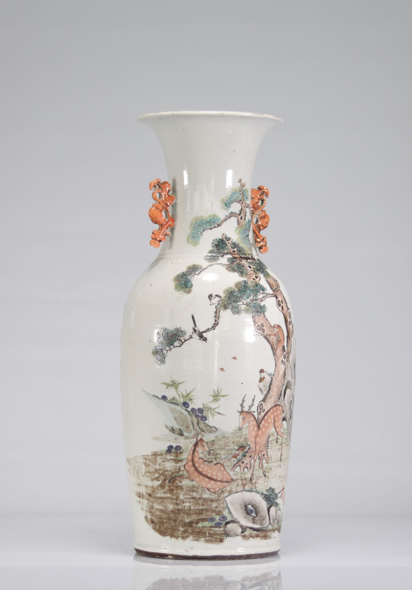 Chinese porcelain vase decorated with suede. Artist vase. - Image 2 of 5