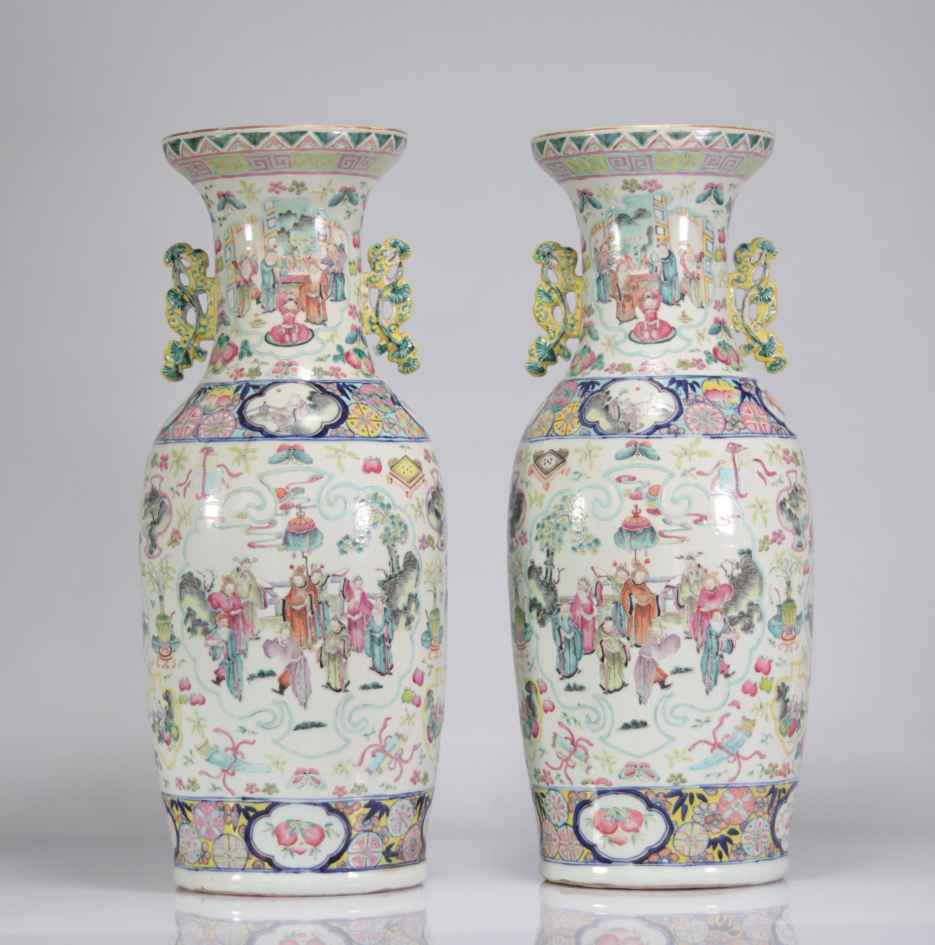 Pair of 19th century Rose family vases - Image 2 of 6