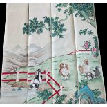 Painting on scroll. China with Pekingese decor.