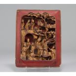 Chinese wooden bas relief sculpture character