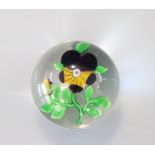 Baccarat paperweight decorated with a pansy