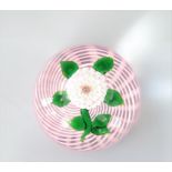 John Deacons paperweight 2001- white chamomile on pink spiral