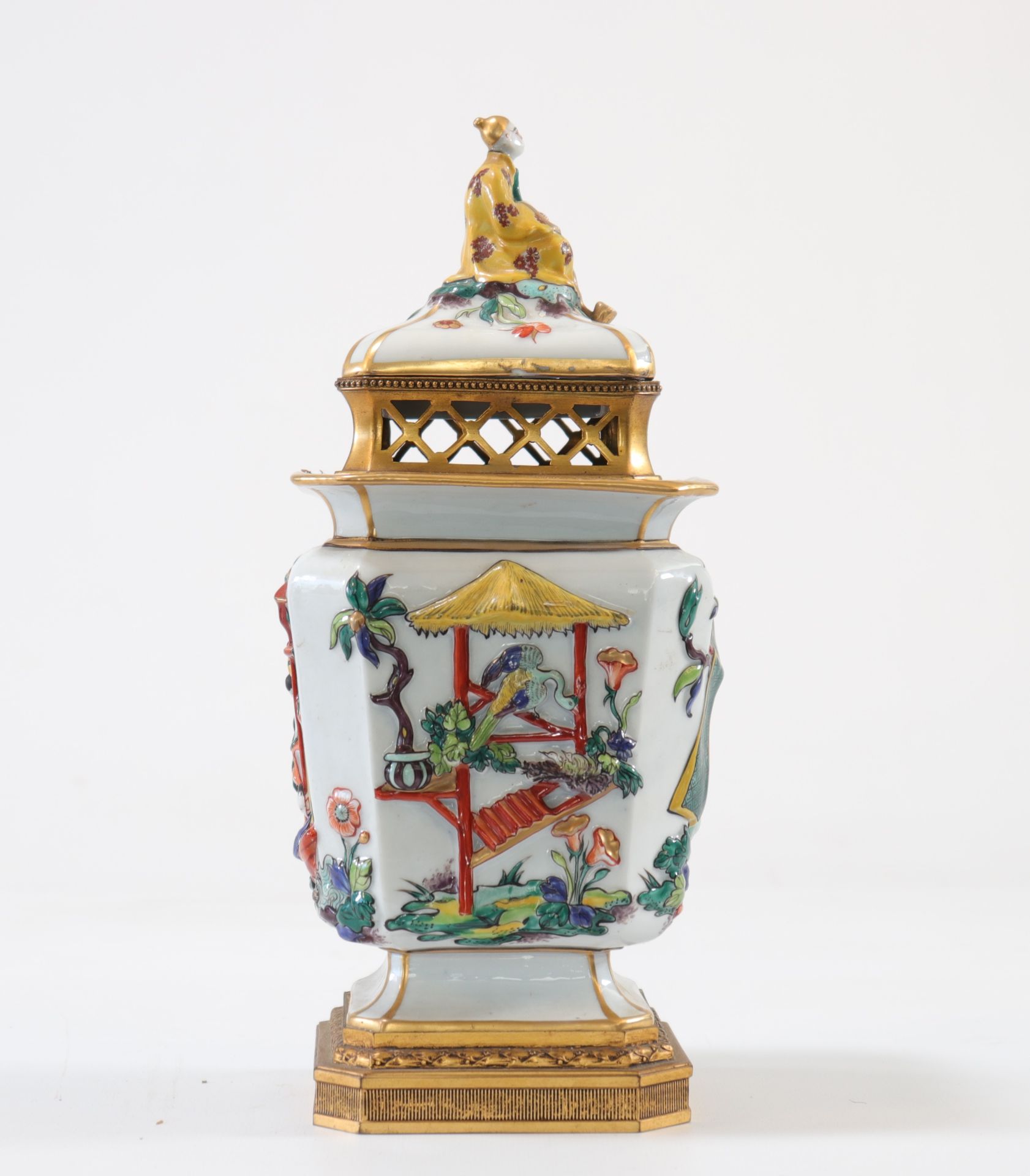 Porcelain perfume burner mounted on bronze Sanson - Image 2 of 4