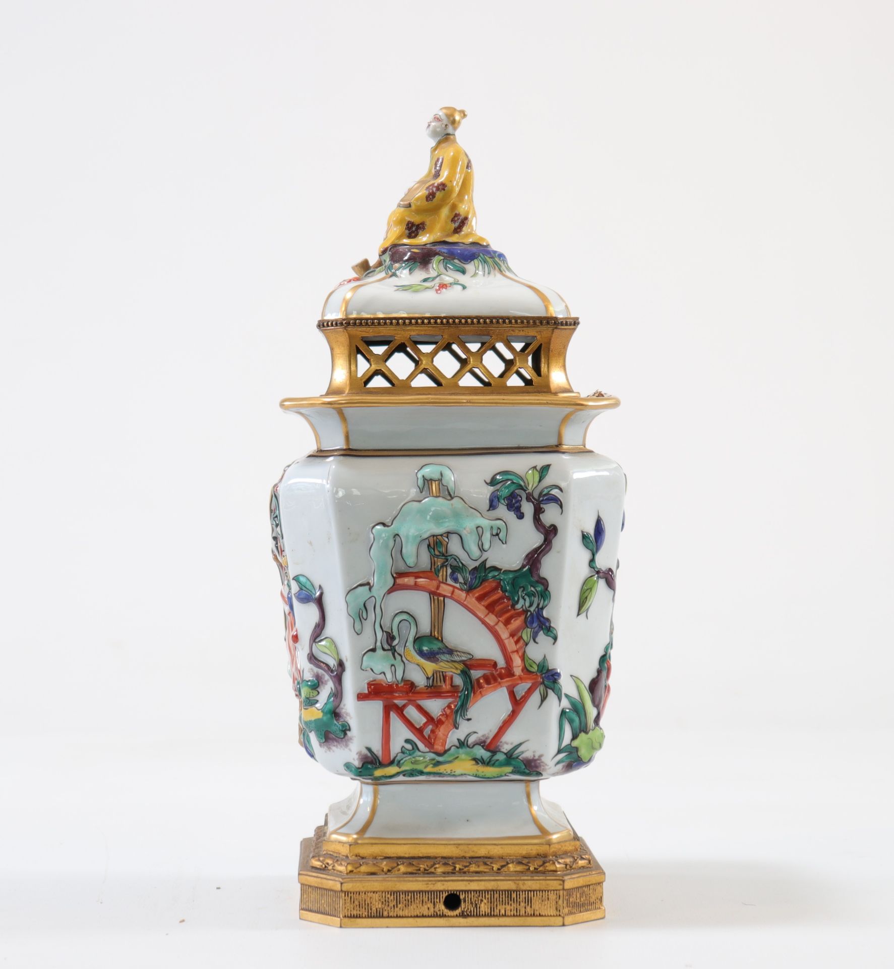 Porcelain perfume burner mounted on bronze Sanson - Image 3 of 4