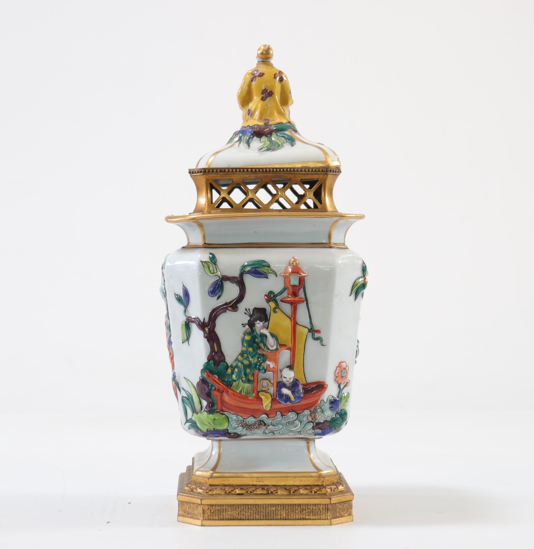 Porcelain perfume burner mounted on bronze Sanson - Image 4 of 4