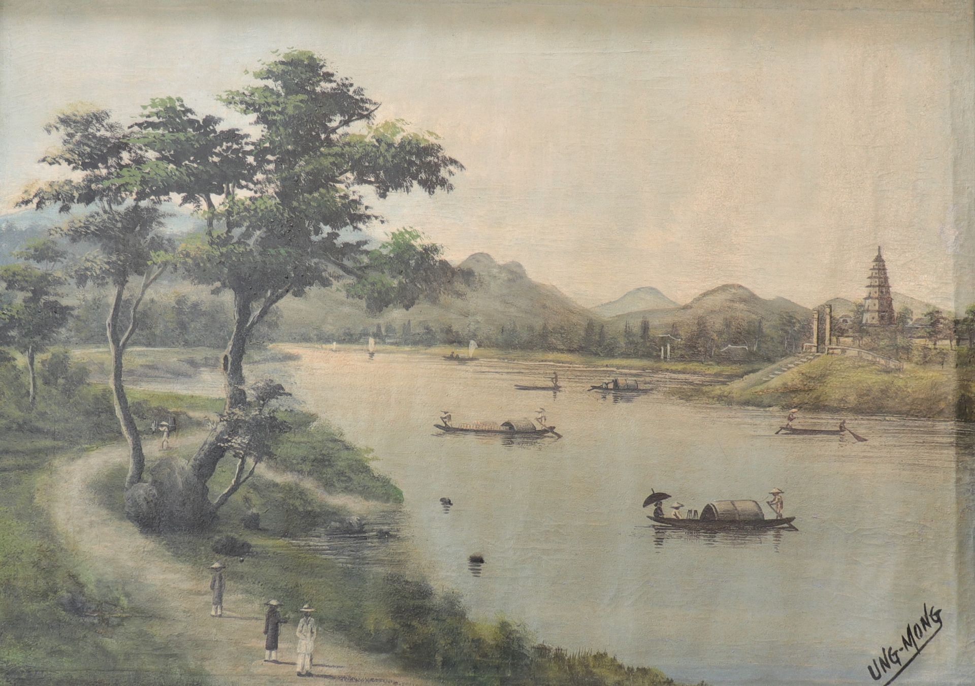 UNG MONG (XIX-XX) Oil "river view"