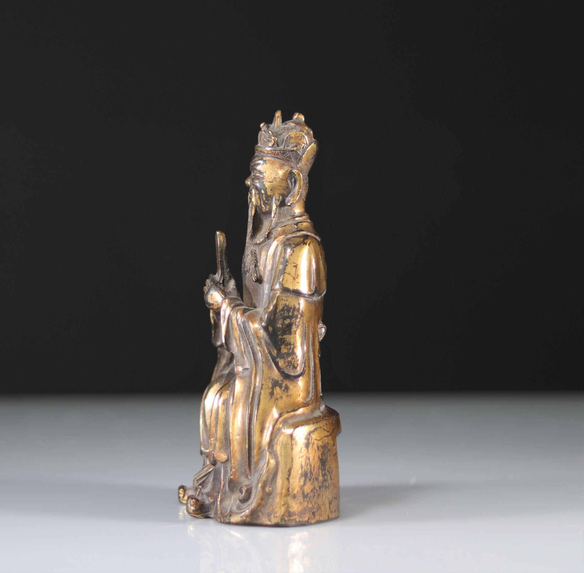 China gilt bronze Wenchang Daoist Ming period - Image 3 of 4