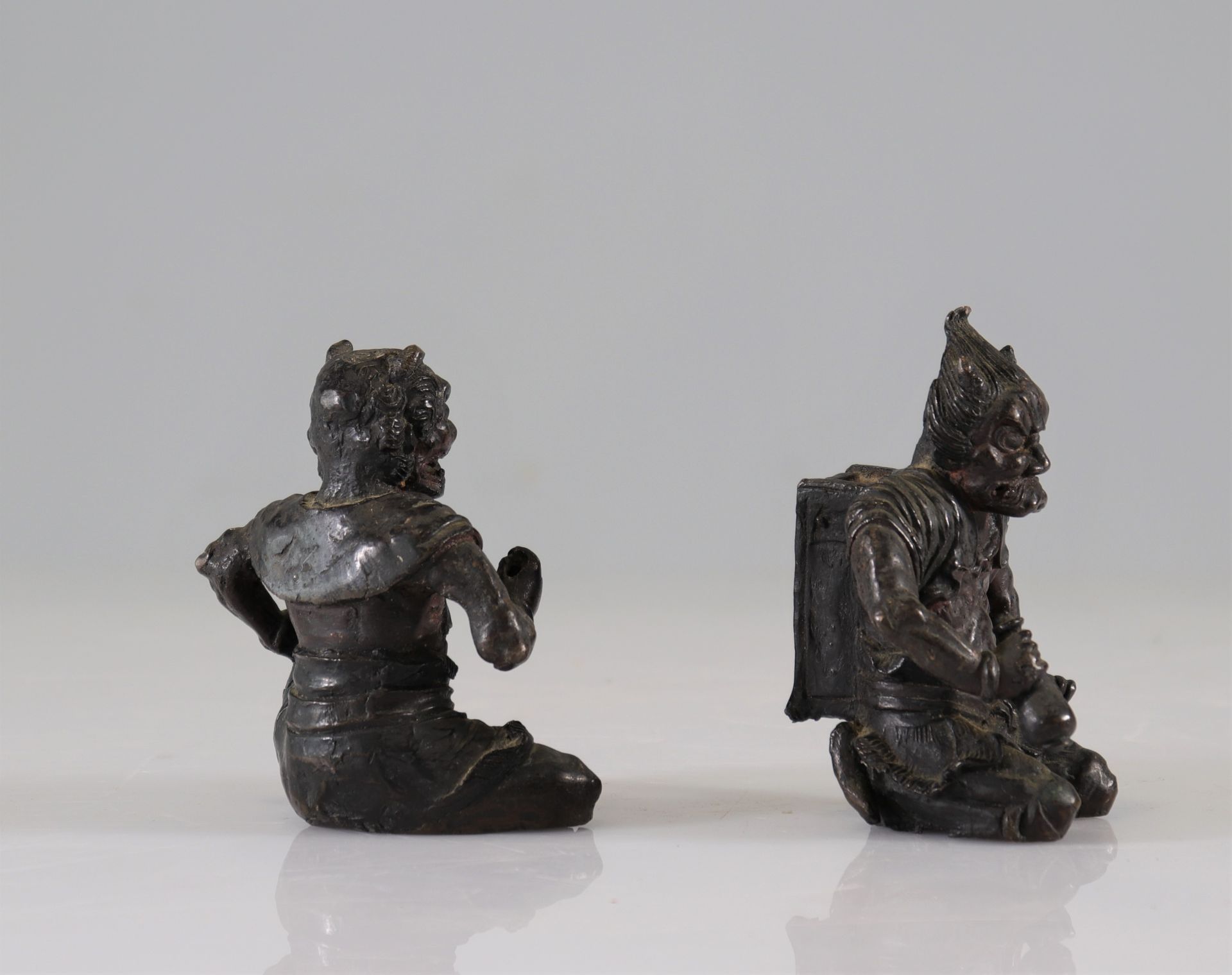 pair of Japanese bronze Shoki Oni Edo period - Image 2 of 4