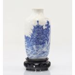 "blanc-bleu" porcelain vase with landscape decoration