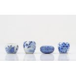 Set of 4 small "blanc-bleu" porcelain bowls