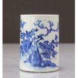 Brush holder in "blanc-bleu" Chinese porcelain Qing period
