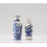 Lot of 2 "blanc-bleu" Chinese porcelain vases