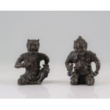 pair of Japanese bronze Shoki Oni Edo period