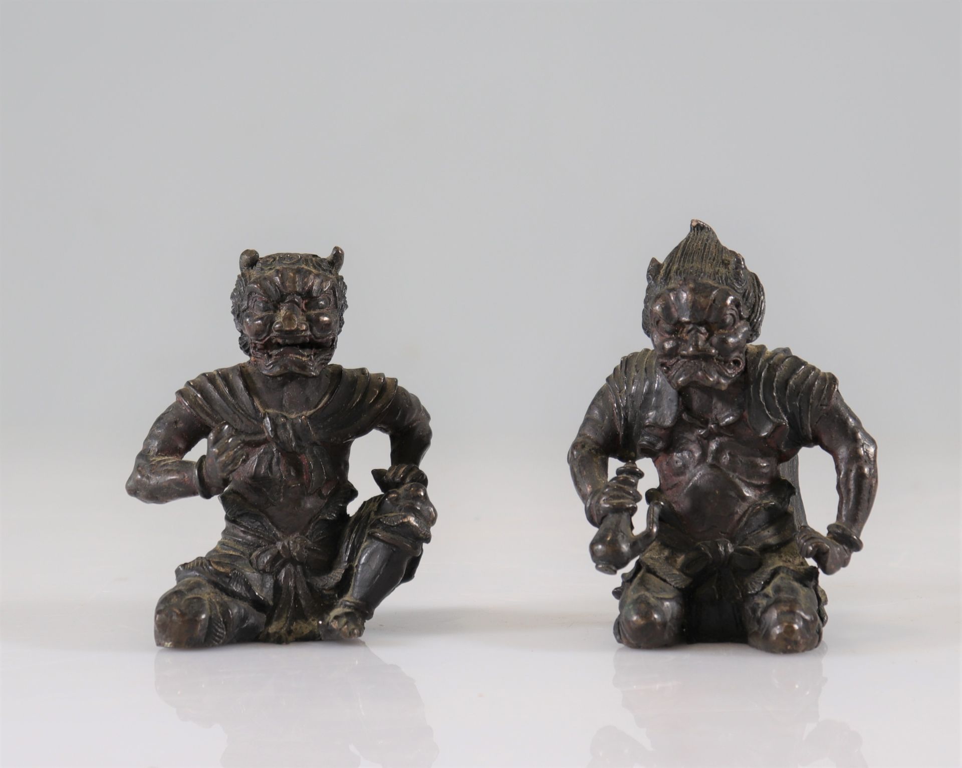 pair of Japanese bronze Shoki Oni Edo period