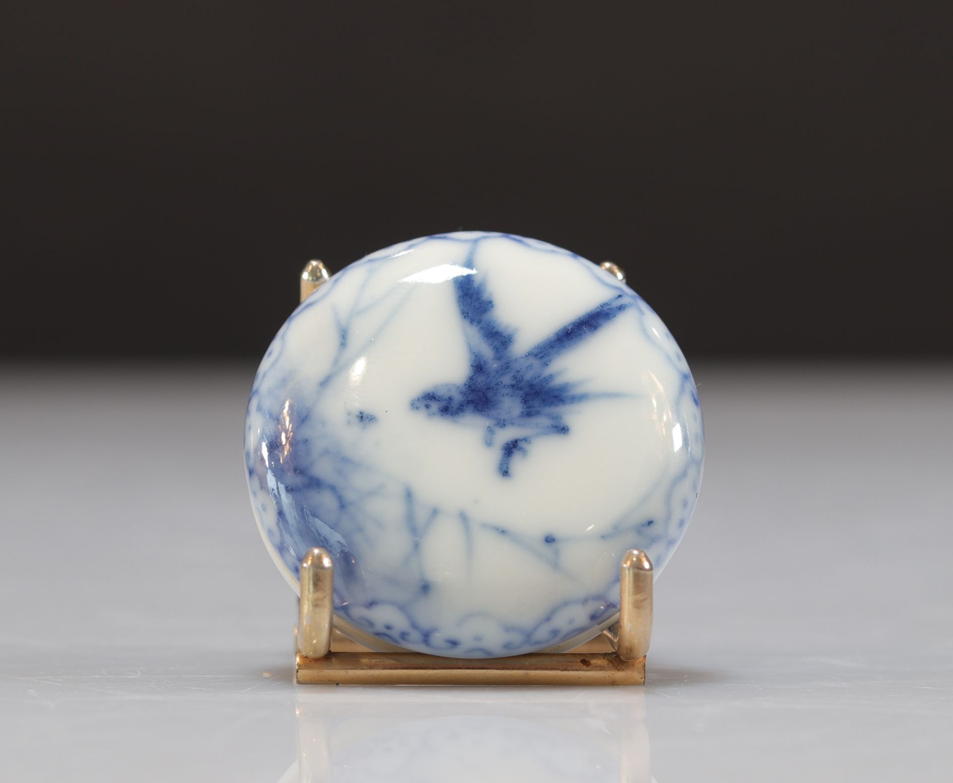 "blanc-bleu" porcelain ink box with bird decor - Bild 2 aus 3