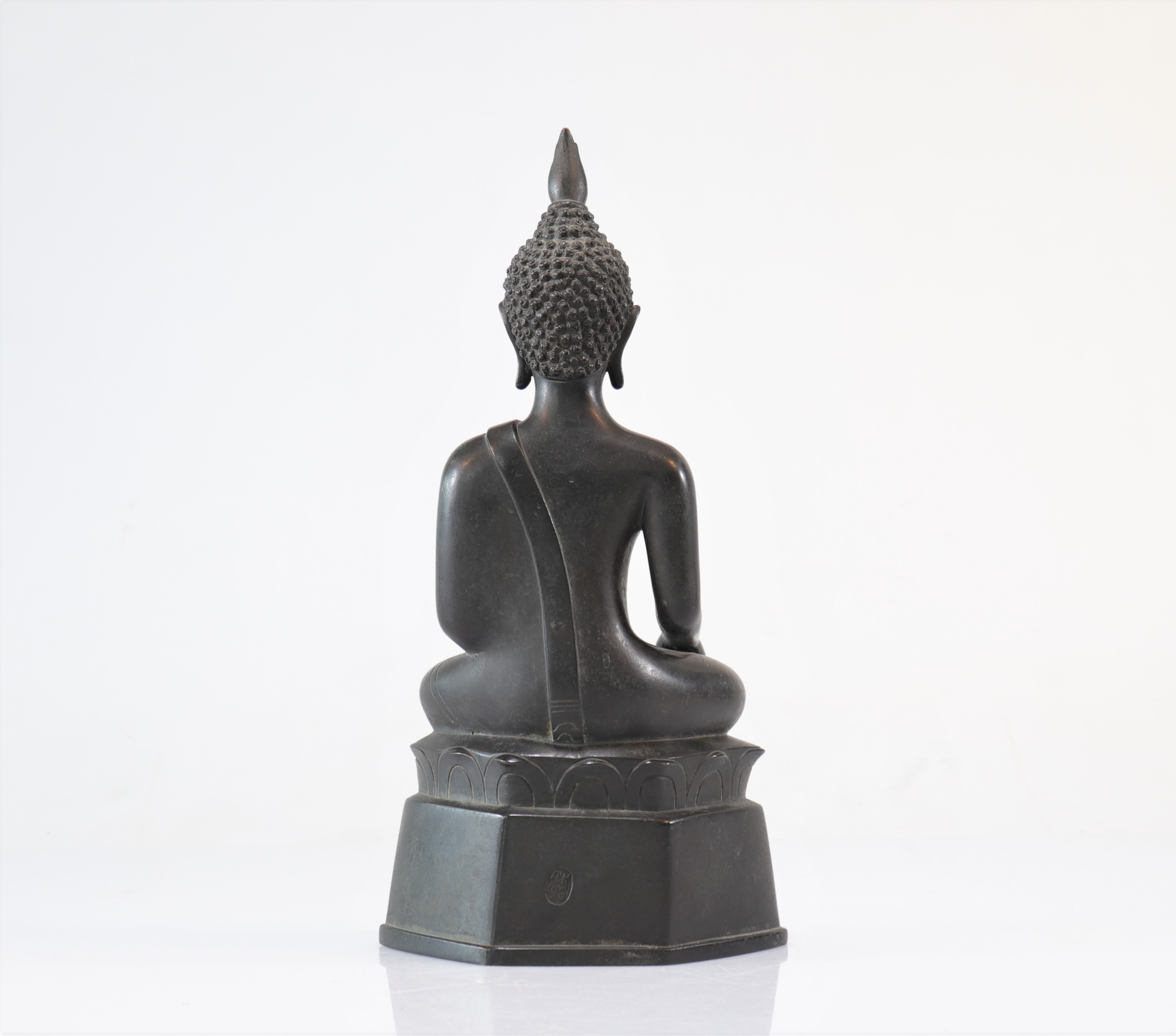 Buddha China / Thailand in bronze XVIIIth mark on the back - Image 4 of 5