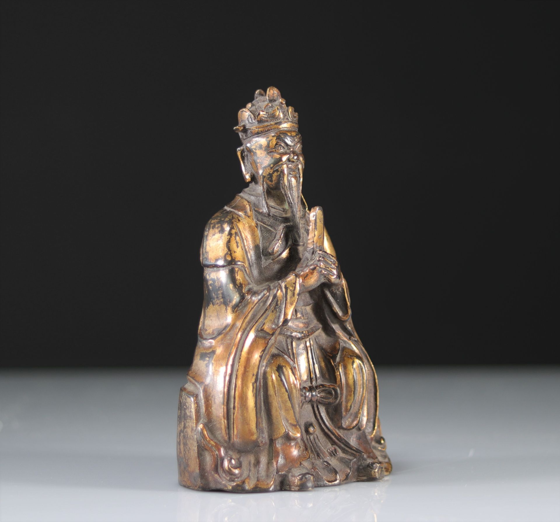 China gilt bronze Wenchang Daoist Ming period - Image 2 of 4