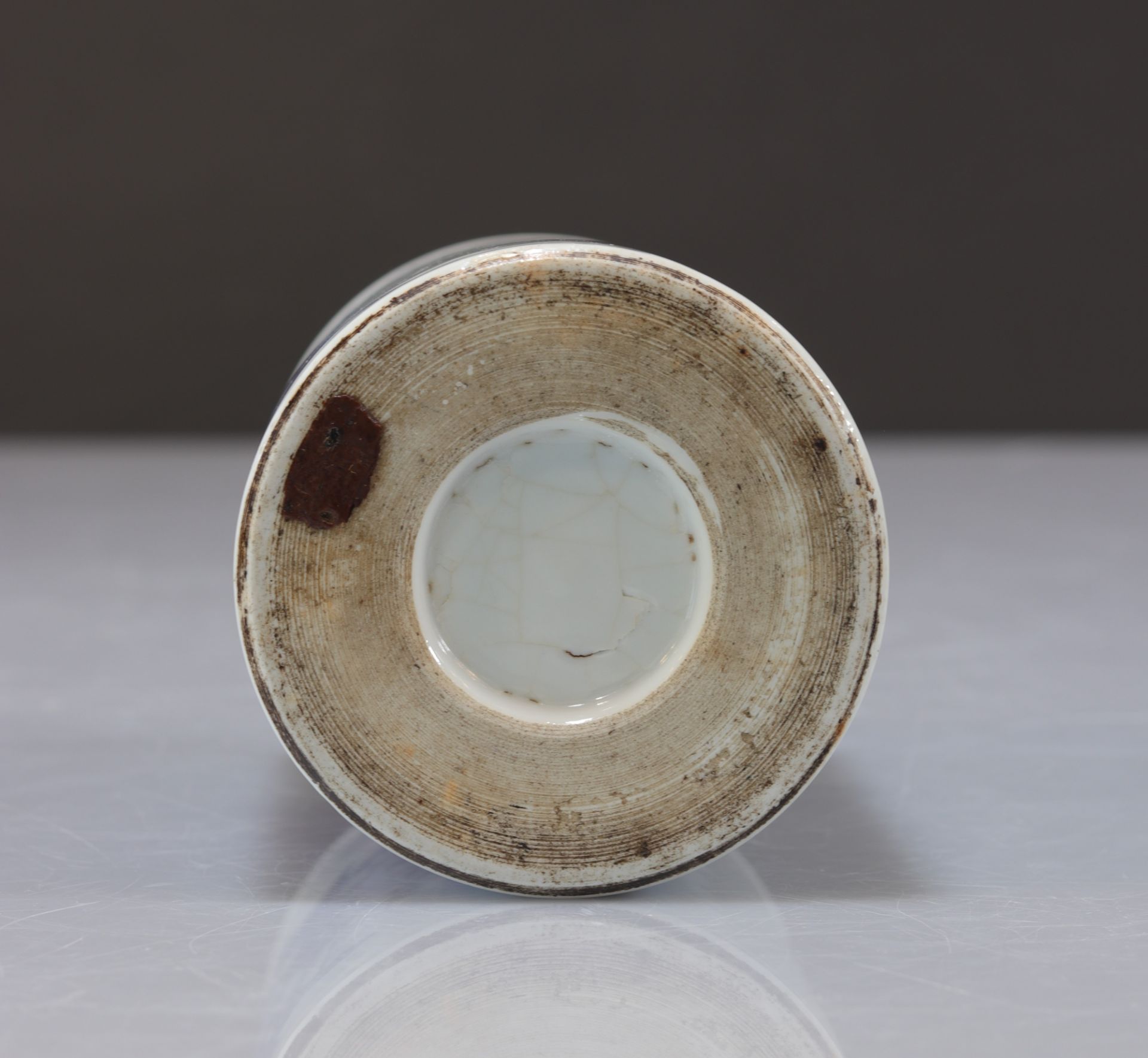 Brush holder in "blanc-bleu" Chinese porcelain Qing period - Image 4 of 5