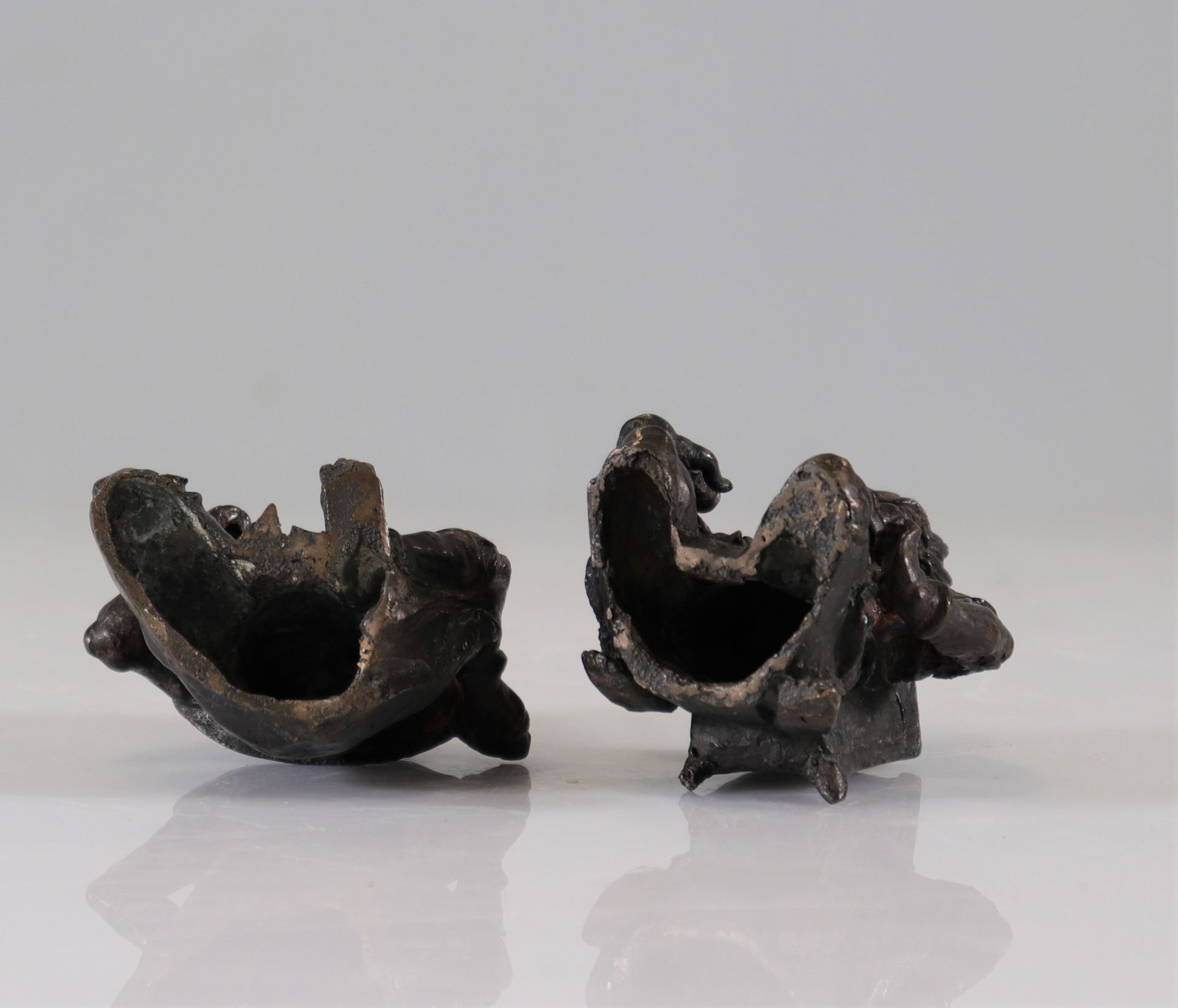 pair of Japanese bronze Shoki Oni Edo period - Image 4 of 4