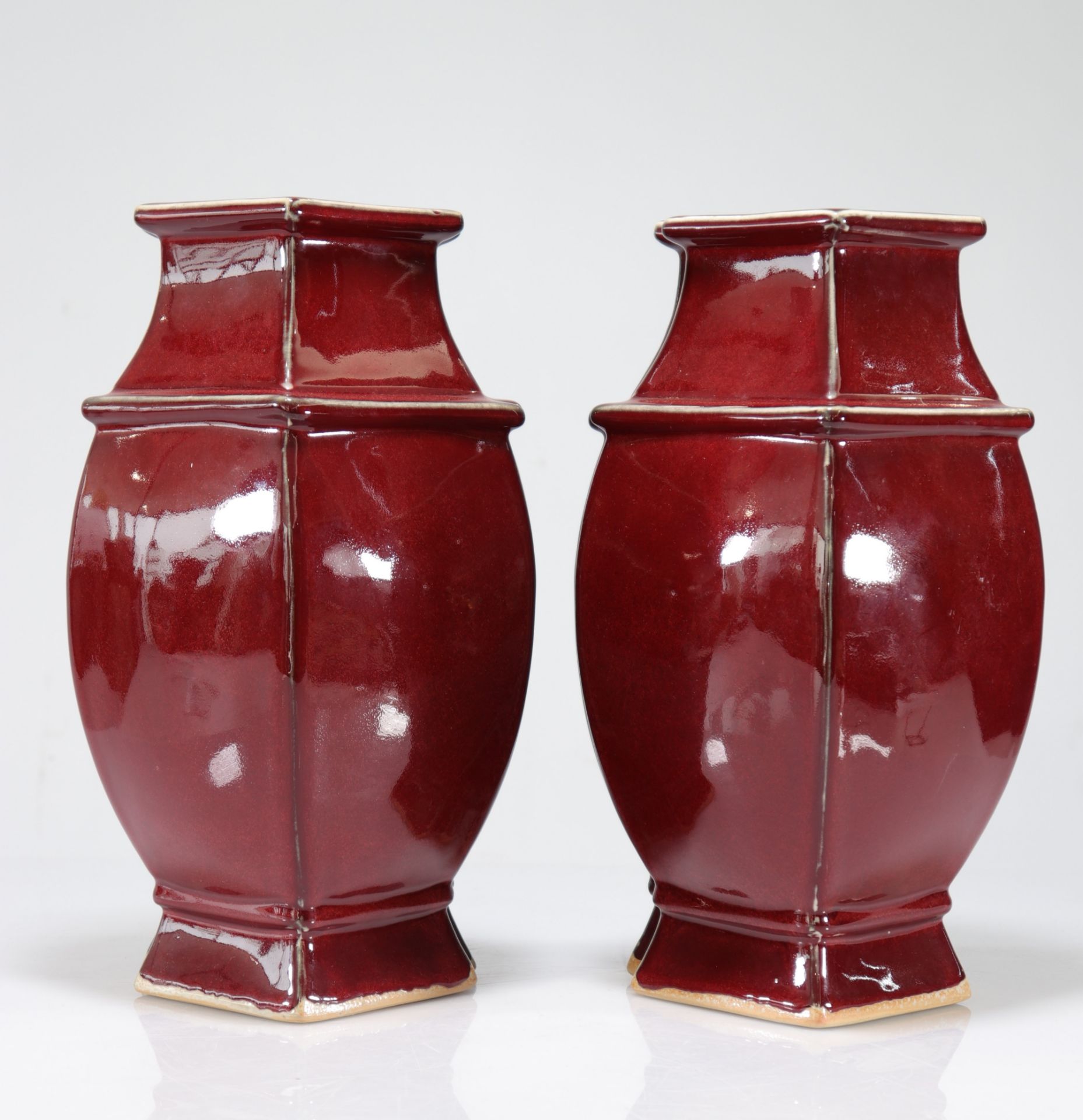 Pair of 20th century oxblood vases