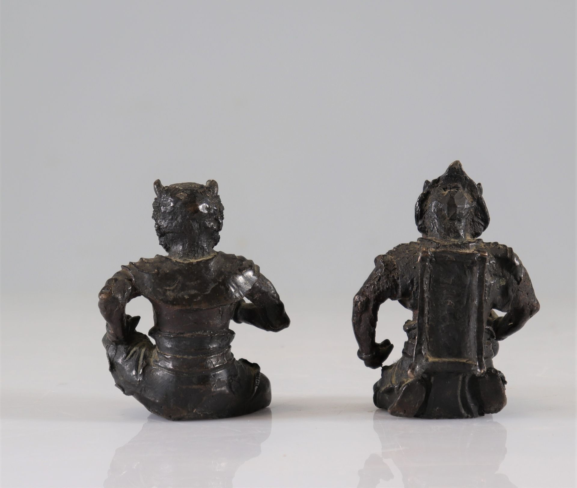 pair of Japanese bronze Shoki Oni Edo period - Image 3 of 4