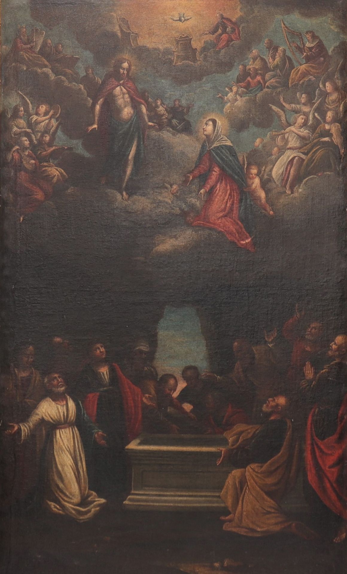 Large oil on canvas (mounted) 17th "religious scene" - Image 2 of 2