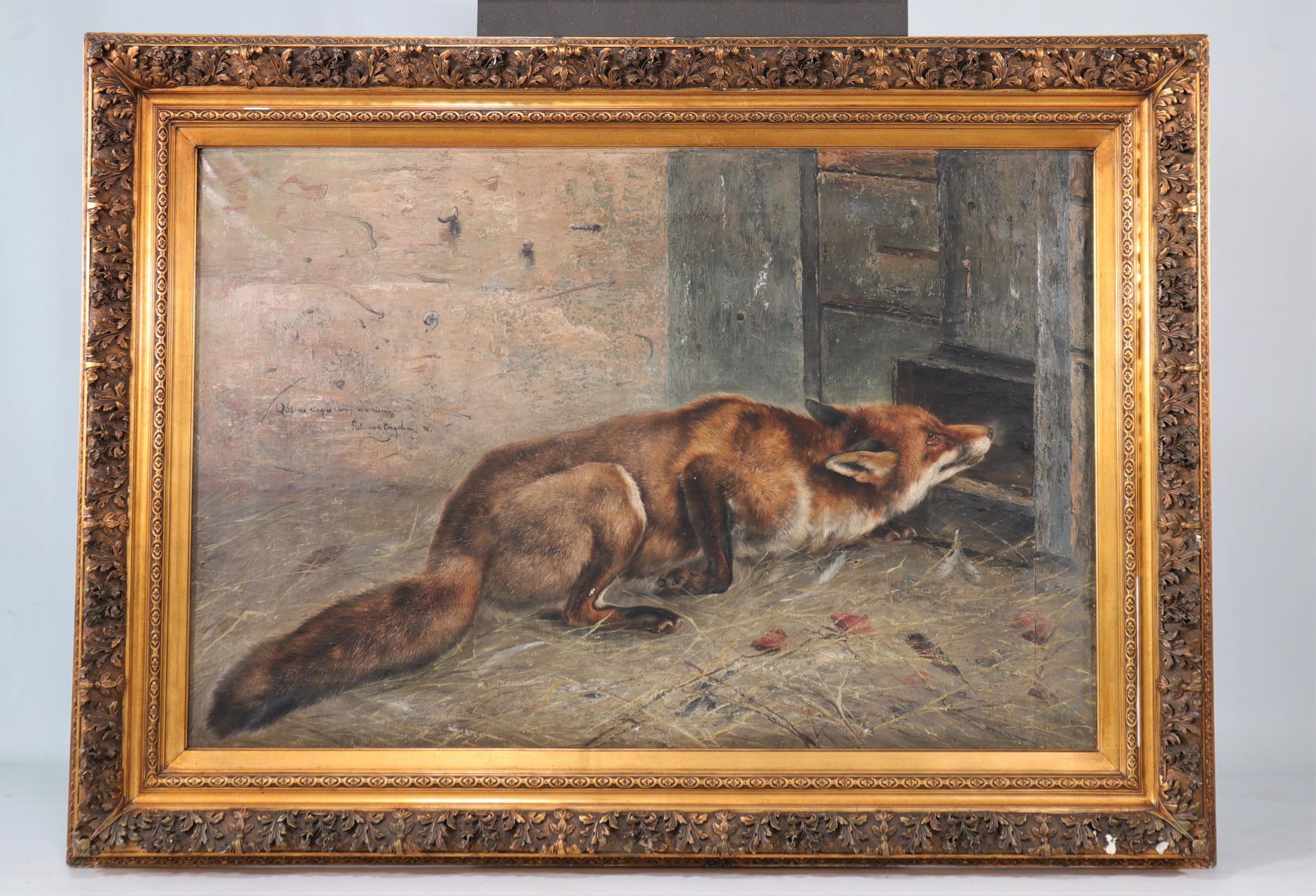 Piet van Engelen (1863-1924) large oil "the fox" 1m55 by 1m14 - Image 2 of 2