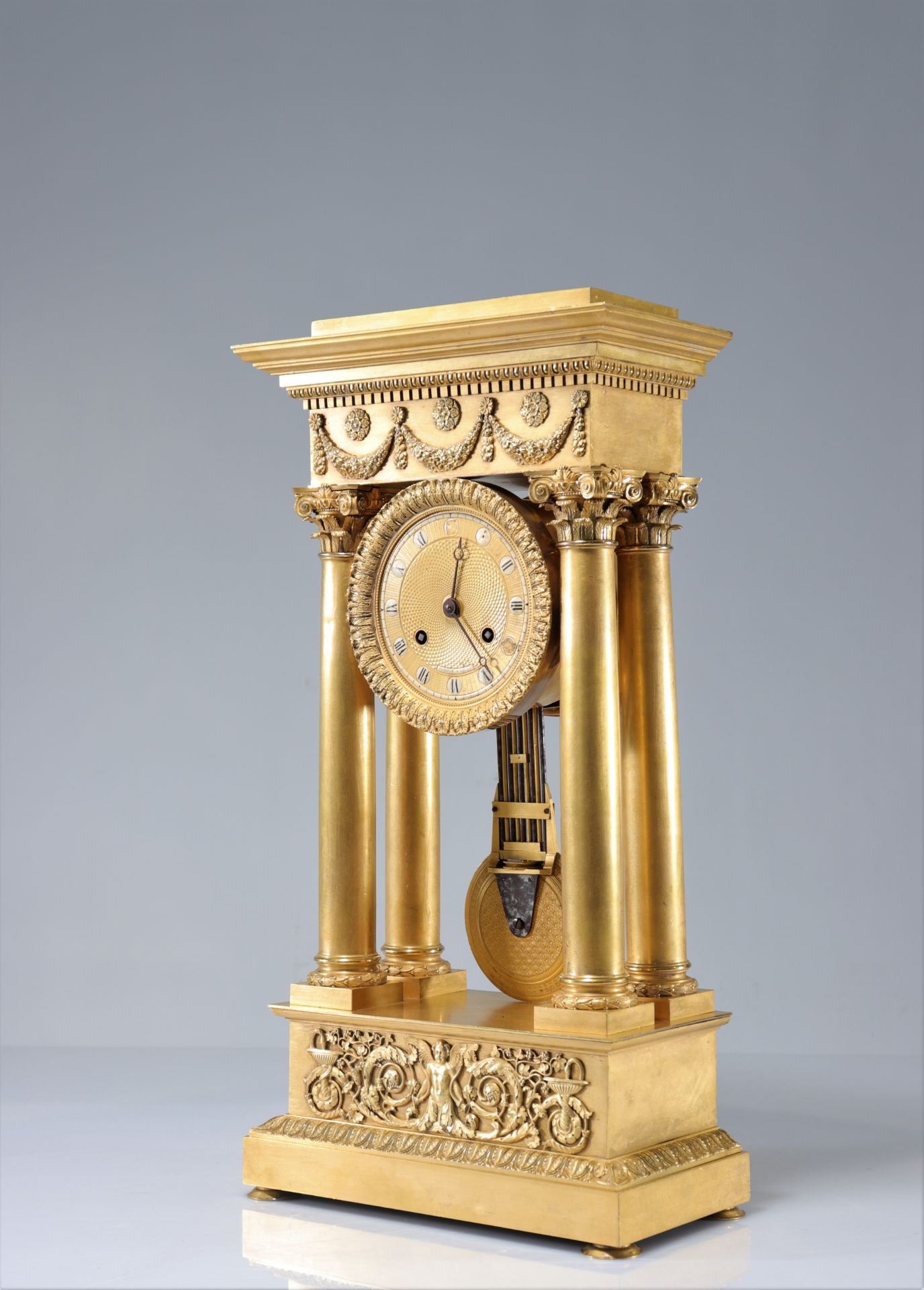 Large Charles X portico clock with pendulum in compensation beautiful quality of gilding - Bild 2 aus 6