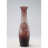 Val Saint Lambert acid-etched vase with floral decoration