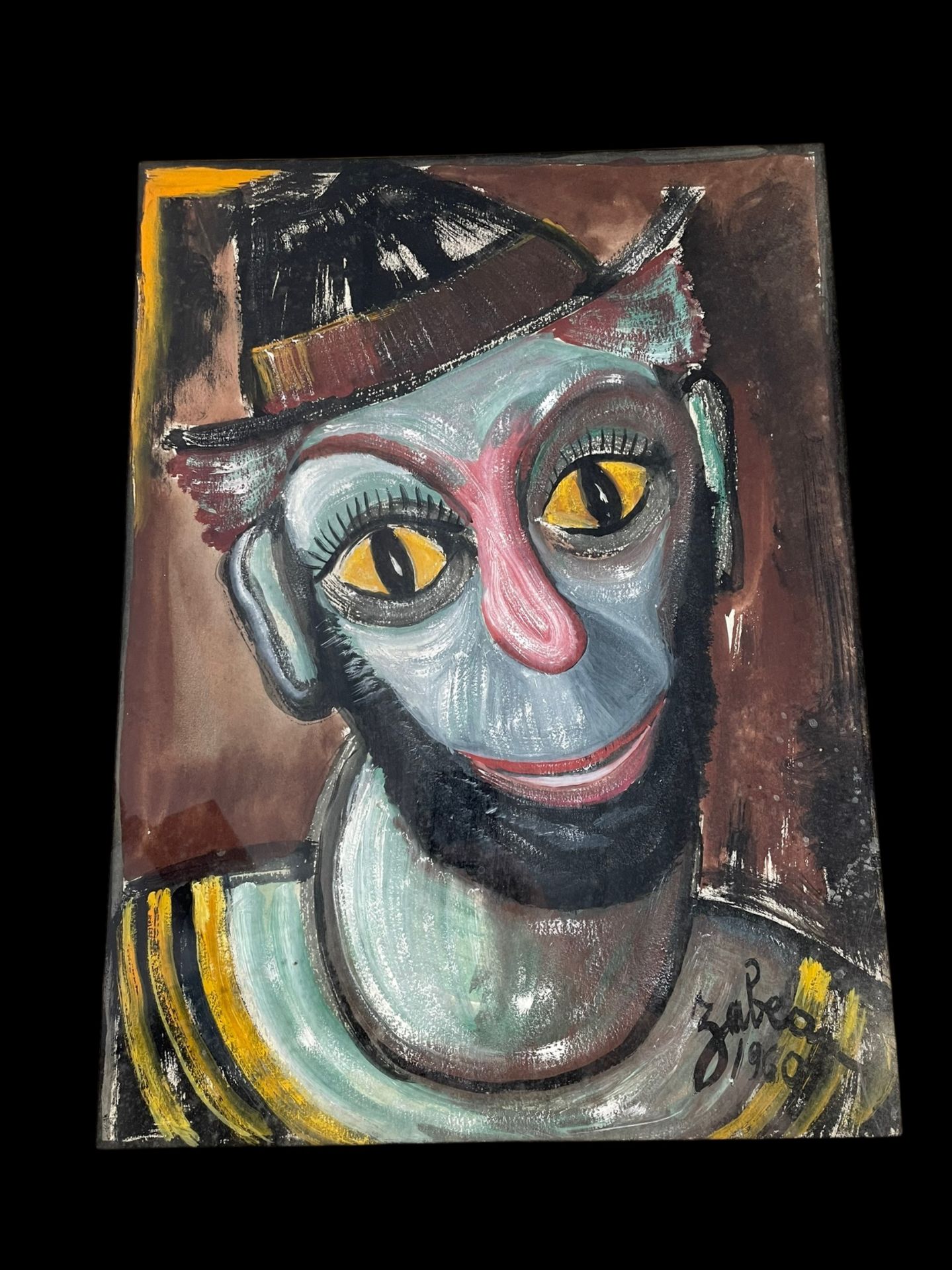 Joseph ZABEAU (1901-1978) gouache on paper "clown's head"