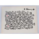 Keith Haring. " Climbing ". Circa 1986. Drawing in black and red marker on paper. Signed "K. Haring"