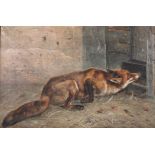 Piet van Engelen (1863-1924) large oil "the fox" 1m55 by 1m14