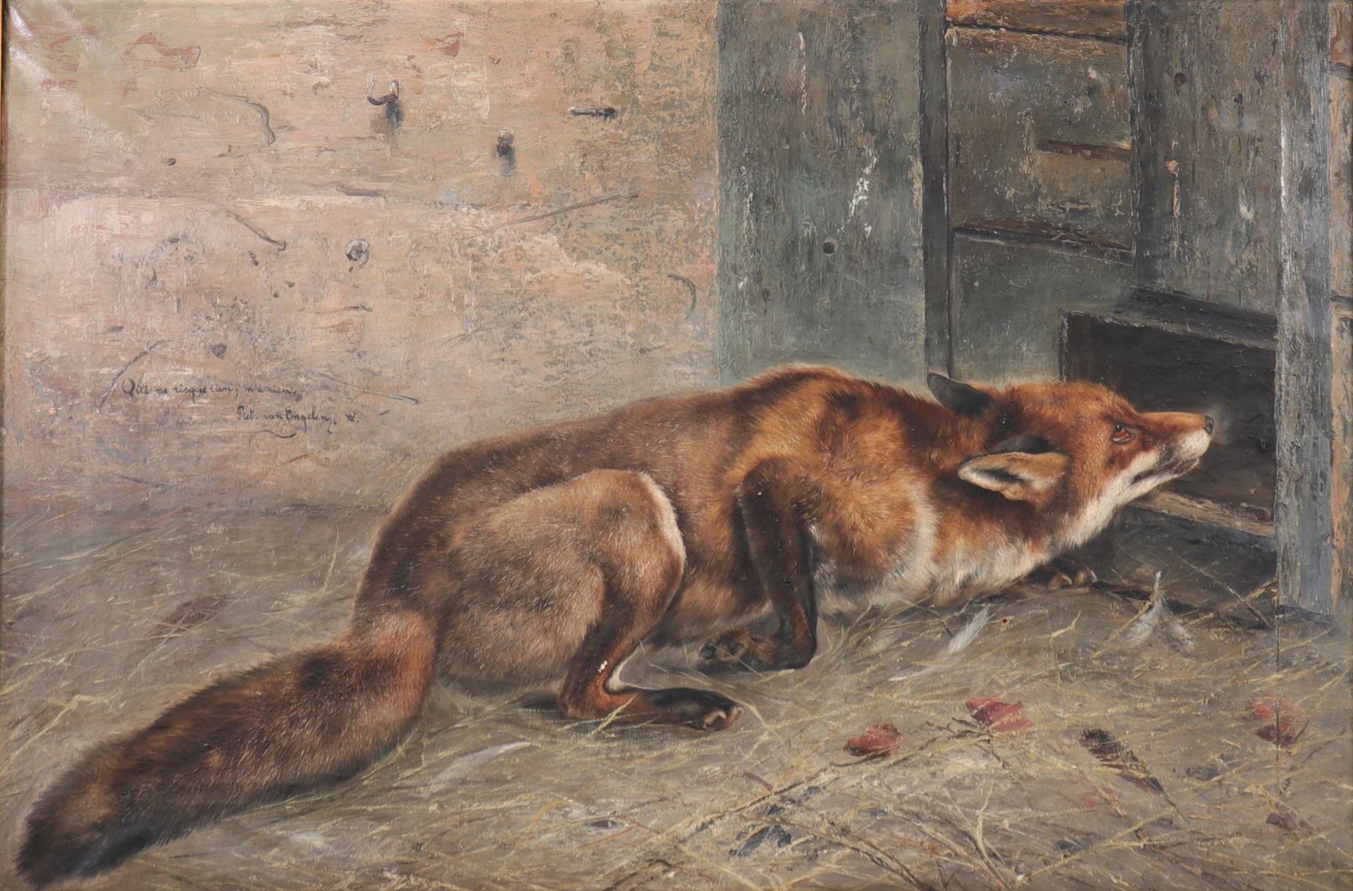 Piet van Engelen (1863-1924) large oil "the fox" 1m55 by 1m14