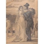 Felicien ROPS (1833-1898) attributed large drawing ' the marriage of interests'